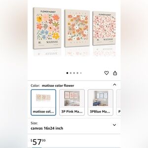 Matisse Colorful Flower Art Prints - Set of 3